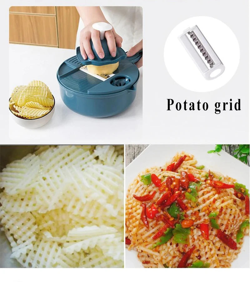 New 7/9 in 1 Vegetable Cutter Multi-Functional Potatoes Manually Cut Shred Slicer Grater Kitchenware Acceesories Tools